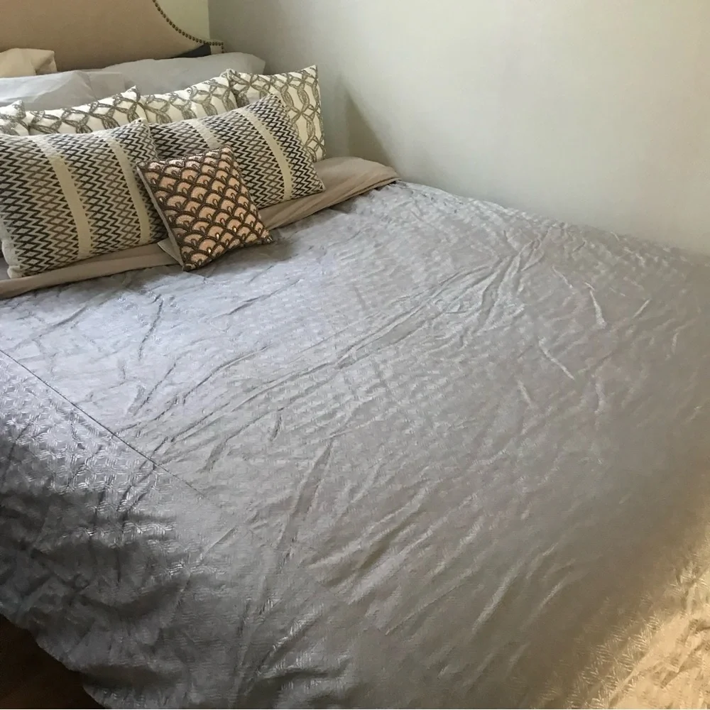 West Elm Silver Velvet Luster Metallic Ogee Duvet Cover